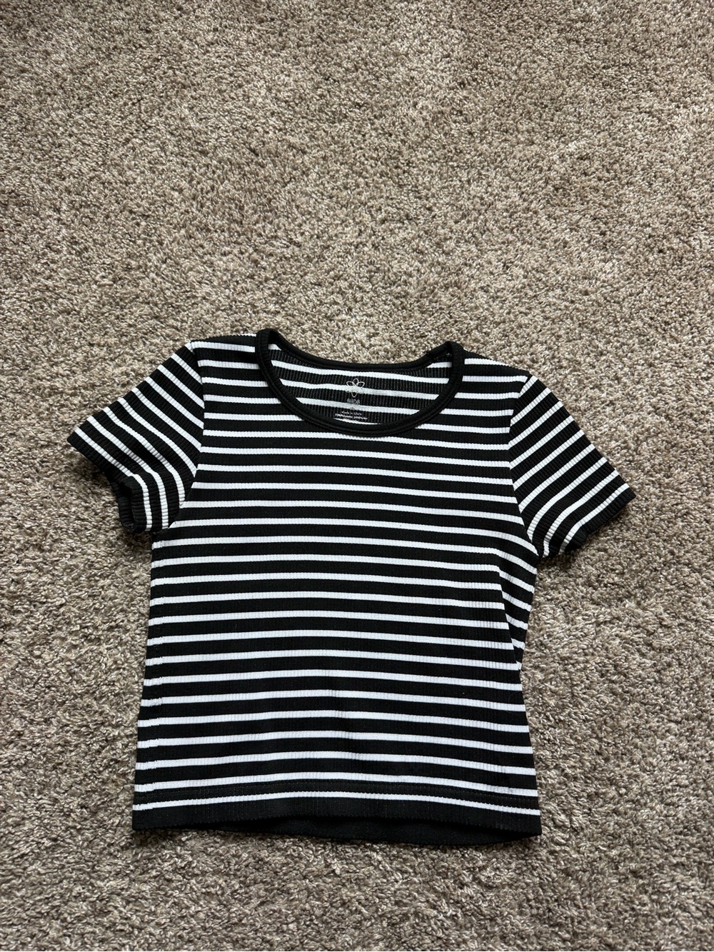 Black and White Striped Short Sleeve Tee